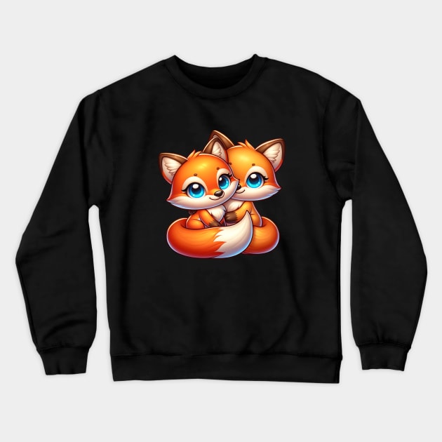 Fox Best Friends - Fox Couple Crewneck Sweatshirt by FoxSplatter